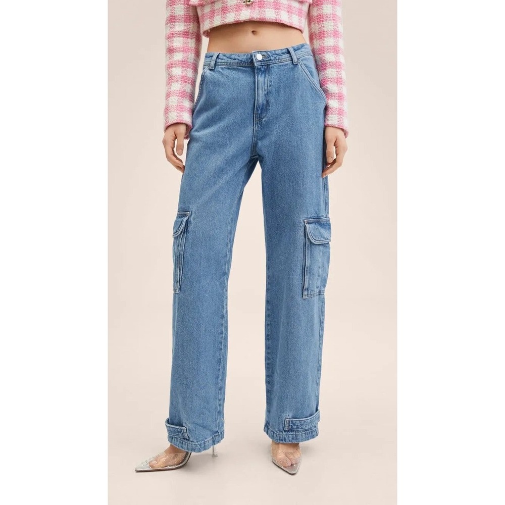 Mango MNG Pocket Cargo Jeans Size 28/31 Blue Denim Utility Y2K Streetwear